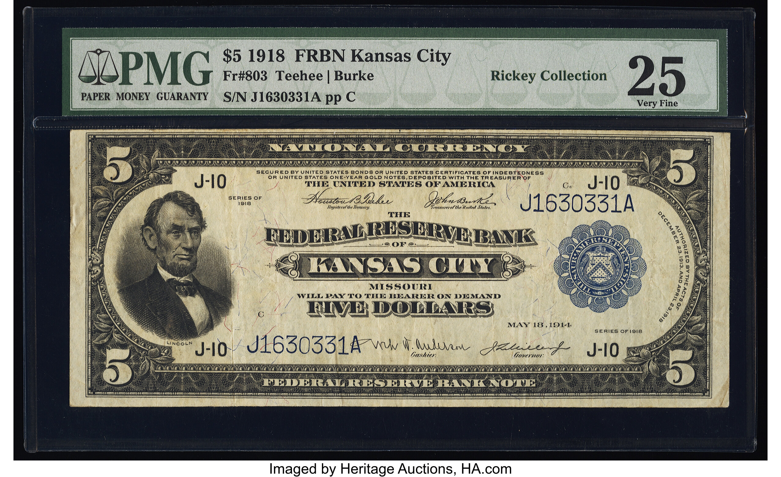 image for: Fr. 803 $5 1918 Federal Reserve Bank Note PMG Very Fine 25....