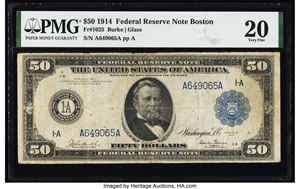 image for: Fr. 1025 $50 1914 Federal Reserve Note PMG Very Fine 20....