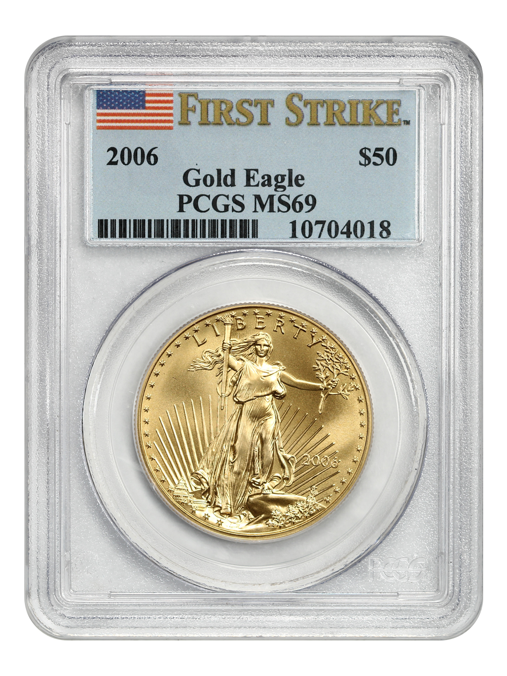 image for: 2006 Gold Eagle $50 PCGS MS69 (First Strike)
