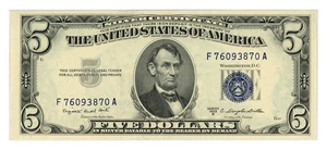 image for: FR. 1657 1953B $5 Silver Certificate PMG Gem UNC 65 EPQ