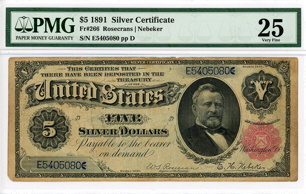 image for: FR. 266 1891 $5 Silver Certificate PMG VF25