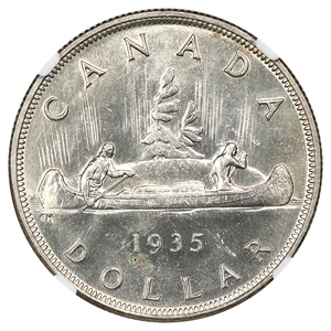 image for: Canada: 1935 $1 NGC UNC Details (Cleaned)