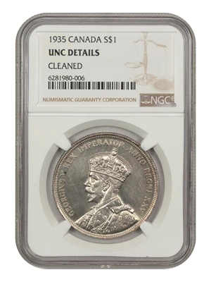 image for: Canada: 1935 $1 NGC UNC Details (Cleaned)