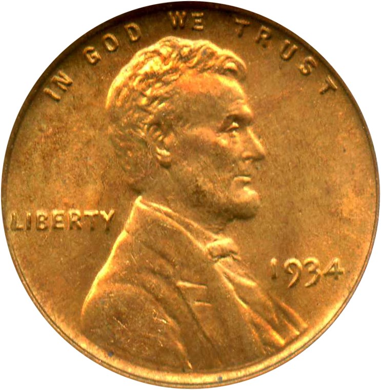 1934 1c NGC MS65 RD