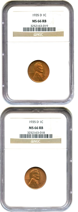 image for: Investor Lot of 1935-D 1c: All NGC MS66 RB (2 Coins)