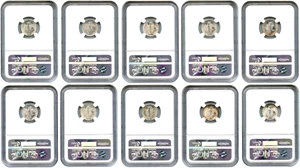 image for: Collector Lot of (10) Assorted Mercury 10c NGC MS65 (10 Coins)