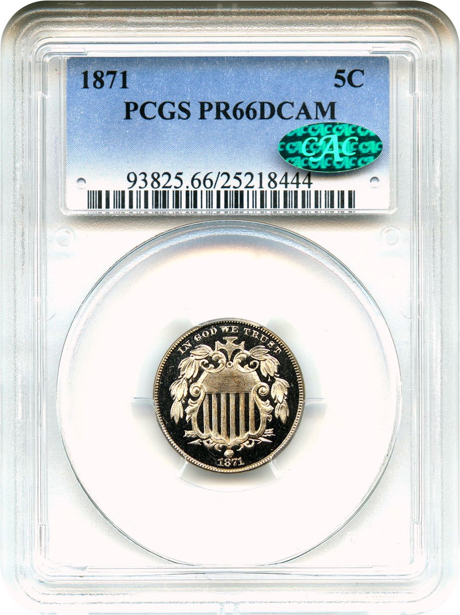 image for: 1871 5c PCGS/CAC Proof 66 DCAM