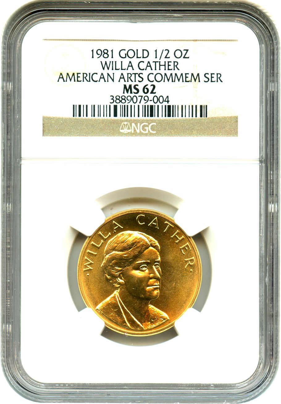 image for: 1981 Medal Willa Cather 1/2 oz NGC MS62 (Gold) - No Reserve!