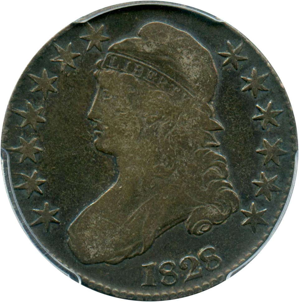 1828 50c Square Base 2, Small 8s, Large Letters AG3 CAC thumbnail 15