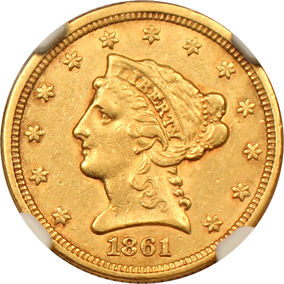 1861 $2 1/2 NGC AU Details (Improperly Cleaned Type 2)