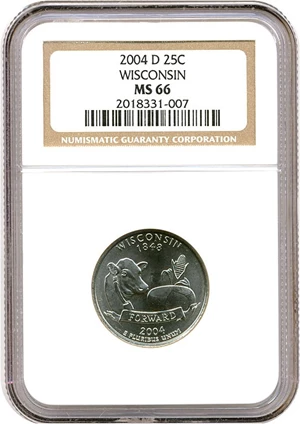 image for: 2004-D Wisconsin 25c NGC MS66