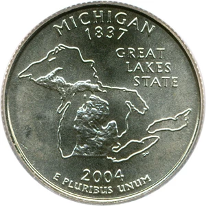 image for: 2004-D Michigan 25c PCGS MS66