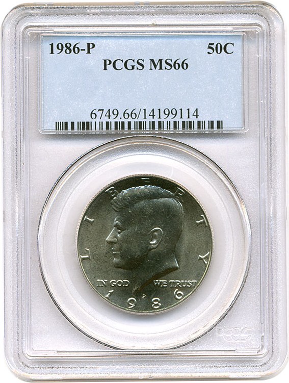 image for: 1986-P 50c PCGS MS66