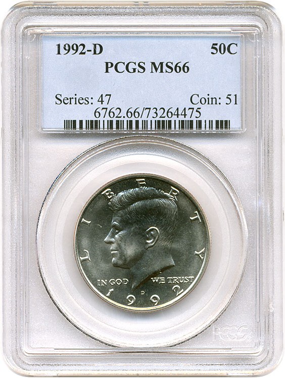 image for: 1992-D 50c PCGS MS66