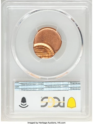 image for: 1982-D 1C Bronze, Small Date, Lincoln Cent -- Struck 75% Off Center @11:00 -- MS64 Red PCGS....