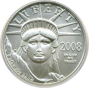 image for: 2008-W $25 PCGS MS69 (Platinum Eagle)