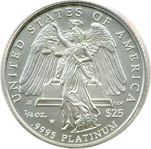 image for: 2008-W $25 PCGS MS69 (Platinum Eagle)
