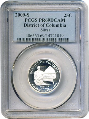image for: 2009-S District of Columbia (Silver) 25c PCGS Proof 69 DCameo