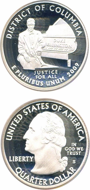 image for: 2009-S District of Columbia (Silver) 25c PCGS Proof 69 DCameo