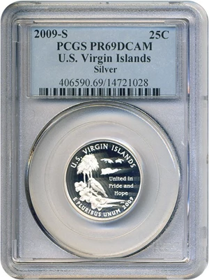 image for: 2009-S U.S. Virgin Islands (Silver) 25c PCGS Proof 69 DCameo