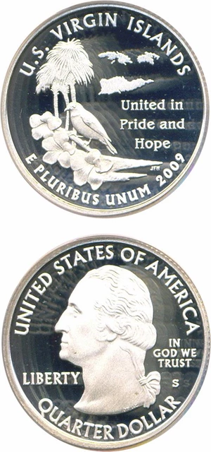 image for: 2009-S U.S. Virgin Islands (Silver) 25c PCGS Proof 69 DCameo