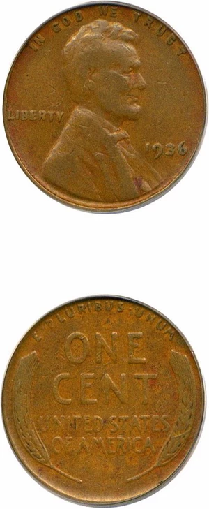image for: 1936 1c Double Die Obverse PCGS/CAC F12 (Type 1)