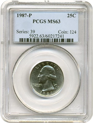 image for: 1987-P 25c PCGS MS63