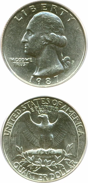 image for: 1987-P 25c PCGS MS63