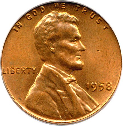 1958 1c PCGS MS64 RD