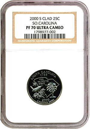 image for: 2000-S 25c South Carolina NGC Proof 70 UCameo