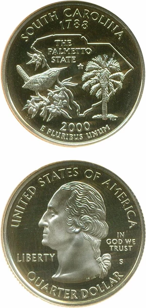 image for: 2000-S 25c South Carolina NGC Proof 69 UCameo