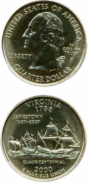 image for: 2000-P 25c Virginia PCGS MS66