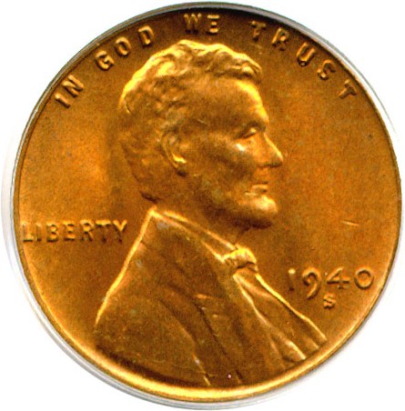 1940-S 1c PCGS MS65 RD