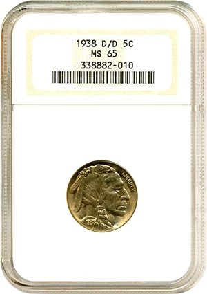 image for: 1938-D/D 5c Buffalo NGC MS65