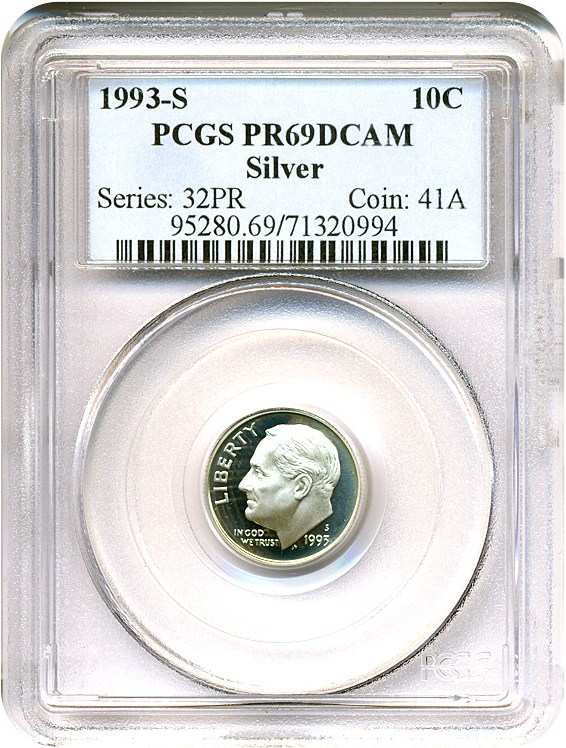 image for: 1993-S 10c Silver PCGS Proof 69 DCameo