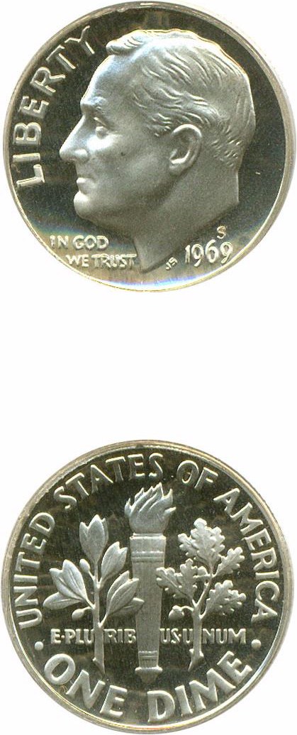 image for: 1969-S 10c  PCGS Proof 68 DCameo OGH