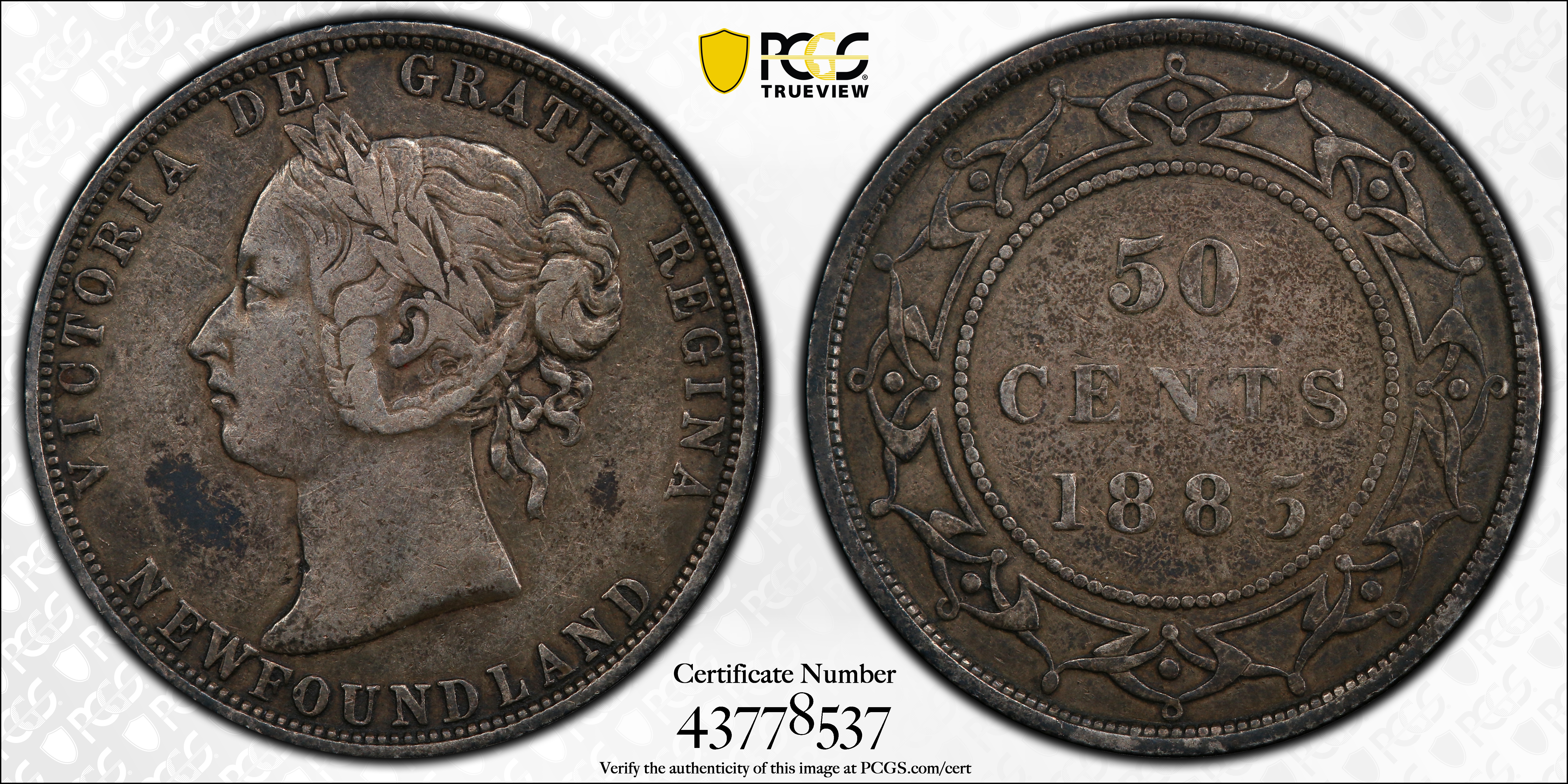 image for: CANADA. Newfoundland. 50 Cents, 1885. London Mint. Victoria. PCGS VF-35.