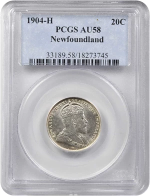 image for: CANADA. Newfoundland. 20 Cents, 1904-H. Heaton Mint. Edward VII. PCGS AU-58.