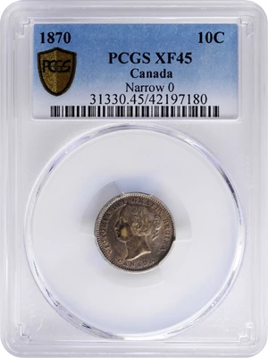 image for: CANADA. 10 Cents, 1870. London Mint. Victoria. PCGS EF-45.