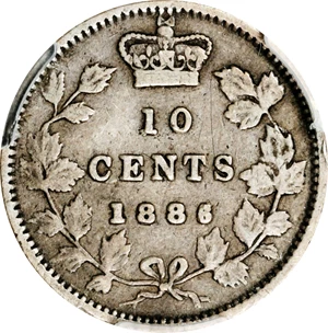 image for: CANADA. 10 Cents, 1886. London Mint. Victoria. PCGS VF-20.