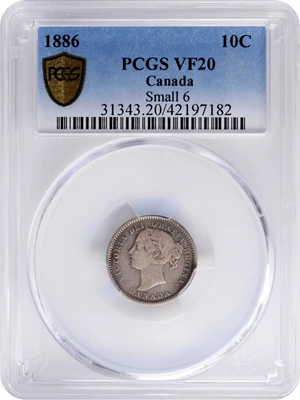image for: CANADA. 10 Cents, 1886. London Mint. Victoria. PCGS VF-20.