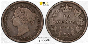 image for: CANADA. 10 Cents, 1886. London Mint. Victoria. PCGS VF-20.