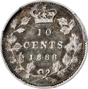 image for: CANADA. 10 Cents, 1888. London Mint. Victoria. PCGS VF-35.