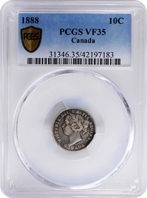 image for: CANADA. 10 Cents, 1888. London Mint. Victoria. PCGS VF-35.