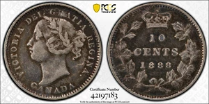 image for: CANADA. 10 Cents, 1888. London Mint. Victoria. PCGS VF-35.