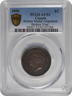 image for: CANADA. Cent, 1858. London Mint. Victoria. PCGS AU-53.