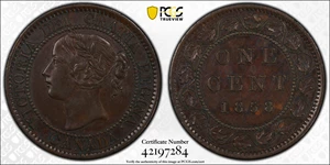 image for: CANADA. Cent, 1858. London Mint. Victoria. PCGS AU-53.