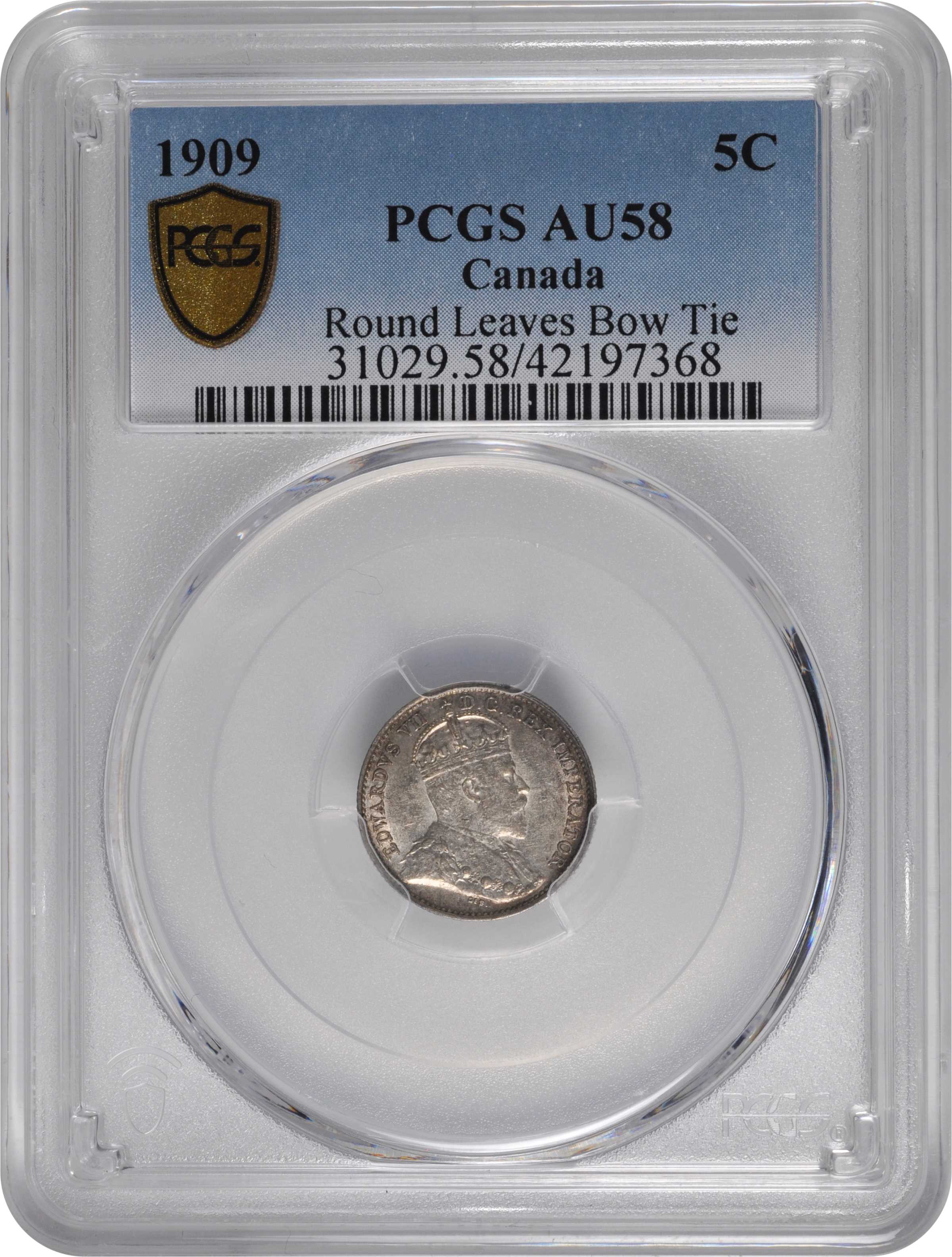 image for: CANADA. 5 Cents, 1909. Ottawa Mint. Edward VII. PCGS AU-58.