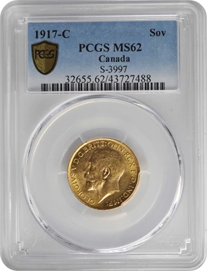 image for: CANADA. Sovereign, 1917-C. Ottawa Mint. George V. PCGS MS-62.