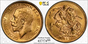 image for: CANADA. Sovereign, 1917-C. Ottawa Mint. George V. PCGS MS-62.